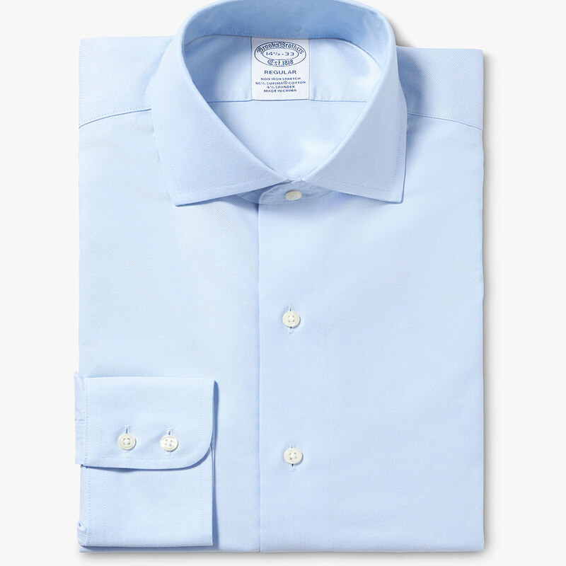 Brooks Brothers Camicia celeste Regular Fit non-iron in cotone elasticizzato con collo semi francese - male Camicie eleganti Blu pastello 18