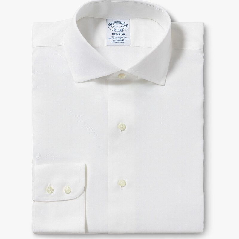 Brooks Brothers Camicia bianca Regular Fit non-iron in cotone elasticizzato con collo semi francese - male Camicie eleganti Bianco 14H