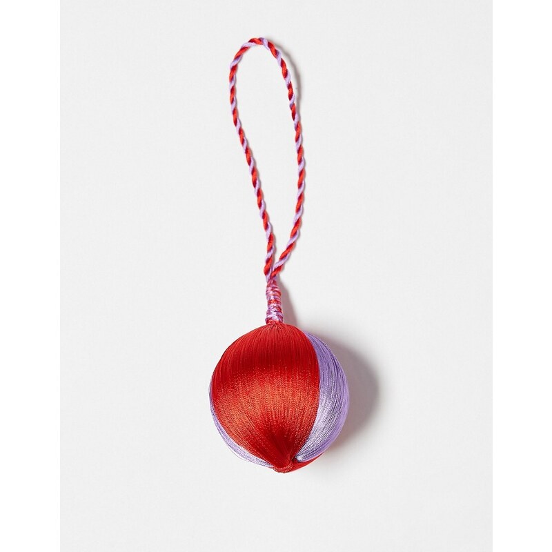 Accessorize - Pallina di Natale a righe rossa e viola ricamata-Multicolore