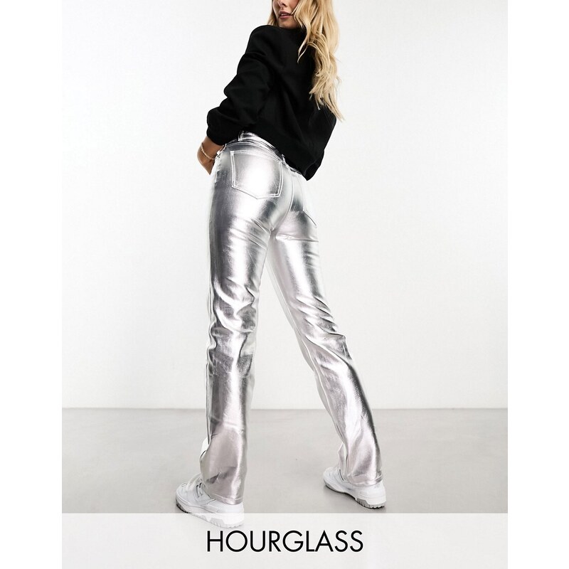 ASOS DESIGN Hourglass - Jeans dritti argento anni '90