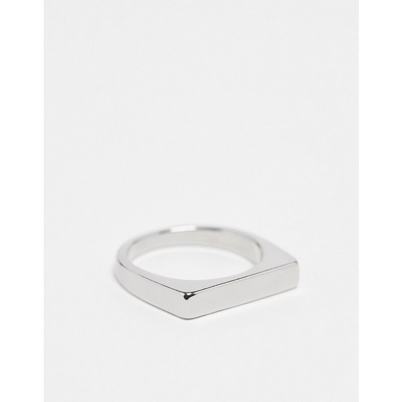 Faded Future - Confezione da 2 anelli color argento con design rettangolare
