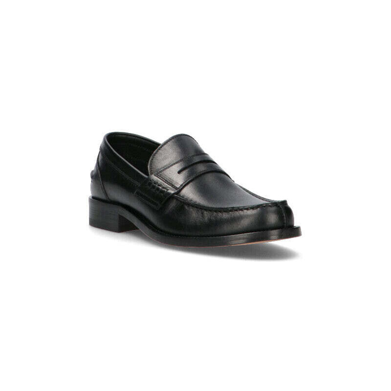 Mocassins En Cuir Noir Antica Cuoieria - Homme - Style College - Tailles 41 à 45 - Neuf Sous Boîte