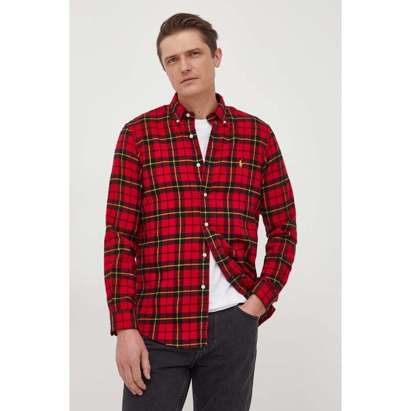 Polo Ralph Lauren camicia in cotone uomo colore rosso