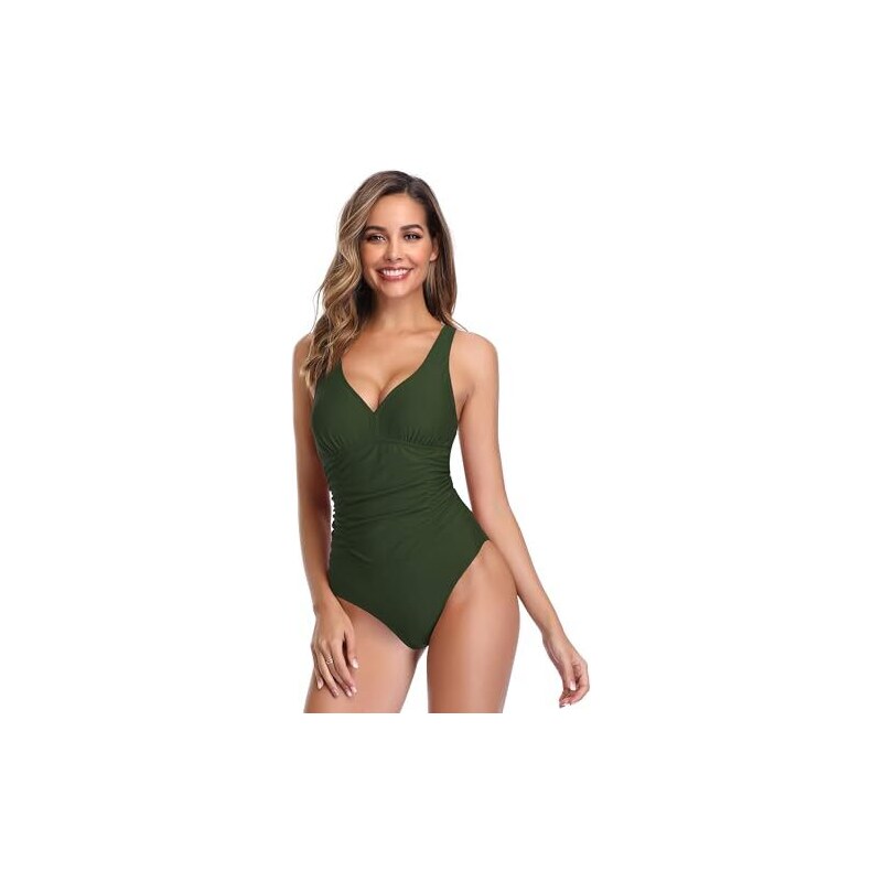 Costume Taglia Forte SHEKINI SHEKINI Costume Da Bagno Intero Da Donna Con Scollo A V Costume Scollo A V Con Reggiseno Imbottito