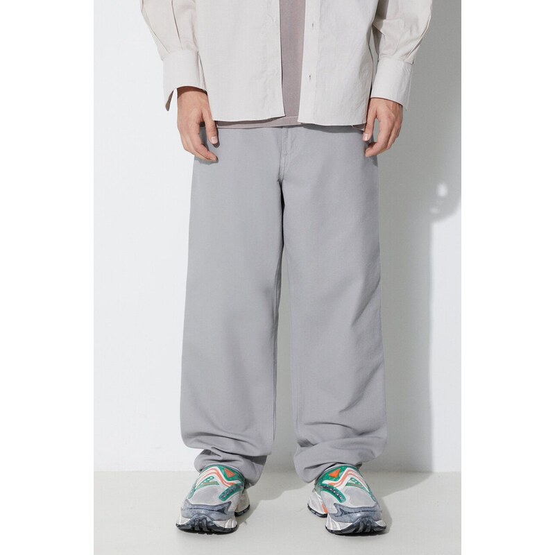 Carhartt WIP pantaloni in cotone Single Knee Pant colore grigio I031497.0WF02