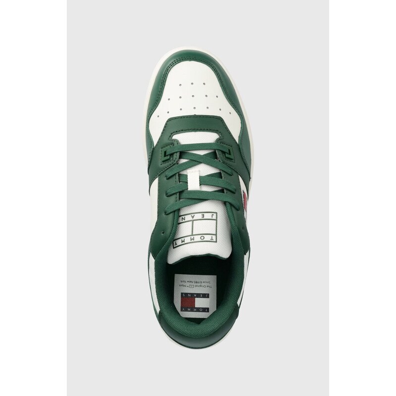 Tommy Jeans sneakers in pelle TJM RETRO BASKET ESS colore verde EM0EM01395