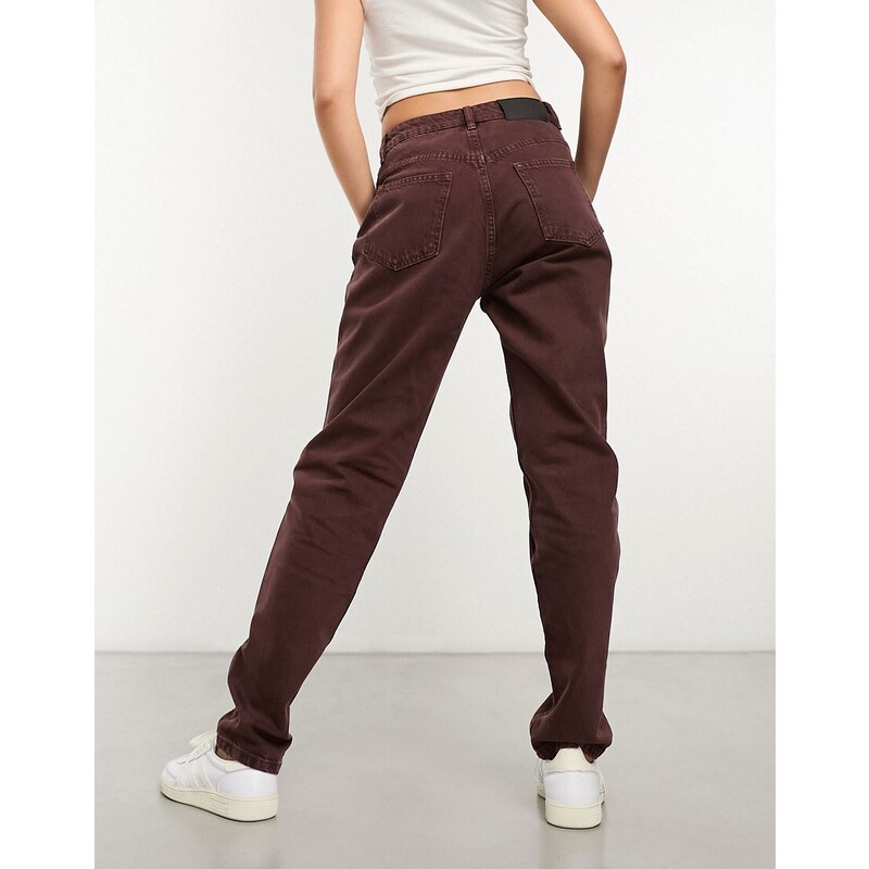 Waven - Elsa - Mom jeans color rosso scuro-Marrone