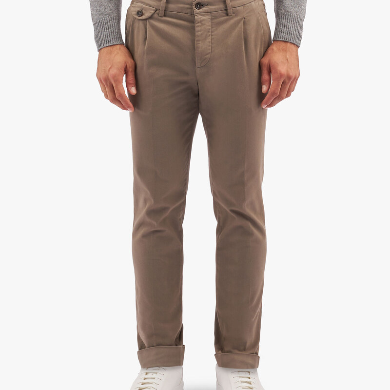 Brooks Brothers Pantalone chino in cotone elasticizzato grigio talpa - male Pantaloni casual Taupe/Fango 30