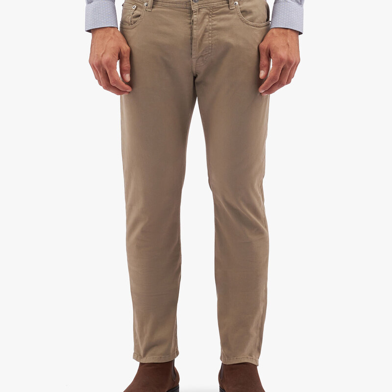 Brooks Brothers Pantalone a cinque tasche in cotone elasticizzato kaki - male Pantaloni casual Khaki 30
