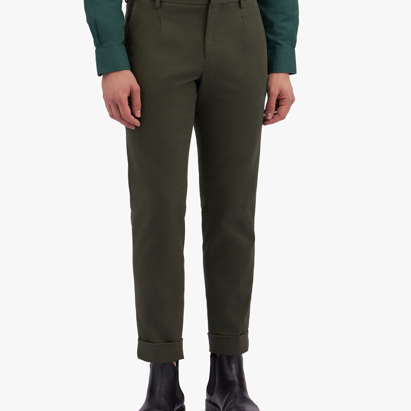 Brooks Brothers Pantalone chino verde kaki in cotone elasticizzato - male Pantaloni casual Verde 30
