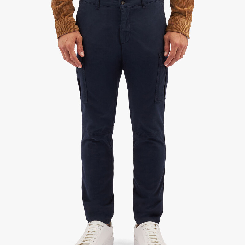 Brooks Brothers Pantalone cargo blu navy in cotone elasticizzato - male Pantaloni casual Navy 31