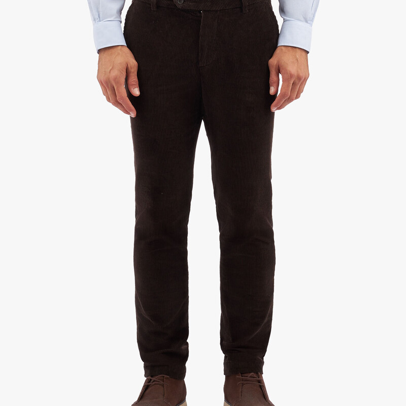Brooks Brothers Pantalone marrone in velluto a coste di cotone elasticizzato - male Pantaloni casual Marrone 30