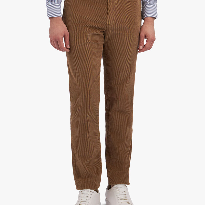 Brooks Brothers Pantalone color cammello in velluto a coste di cotone elasticizzato - male Pantaloni casual Cammello 30