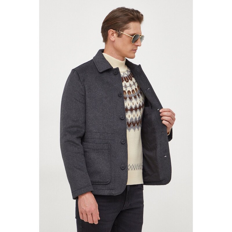 United Colors of Benetton cappotto con aggiunta di lana colore grigio