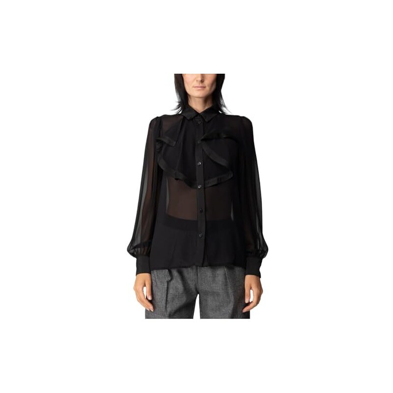 Blouse Manches Longues Roberta Guercini - Marron, Insertions Dentelle, 100% Coton, Neuve Avec étiquettes