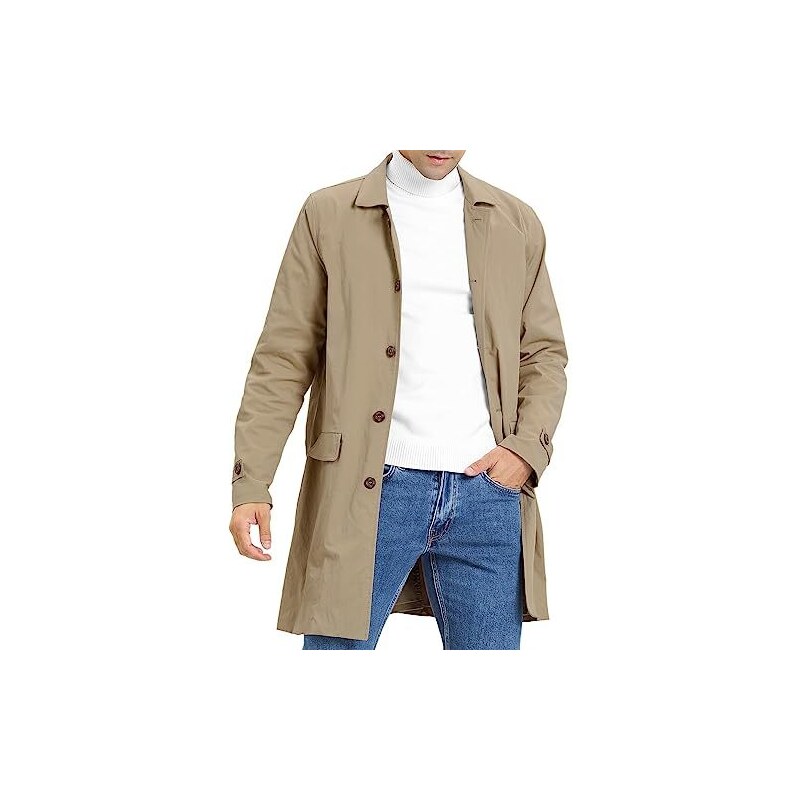 Feziakuk Trench uomo monopetto lungo cappotto leggero risvolto