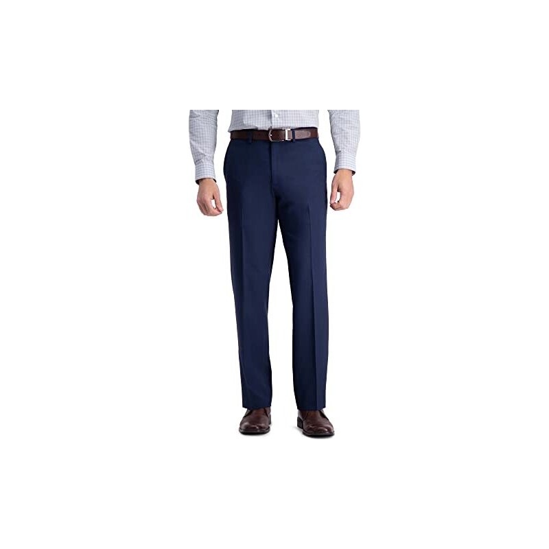 Haggar Men's Repreve Stria Gab Pleat Front Dress Pant,Black,32x30