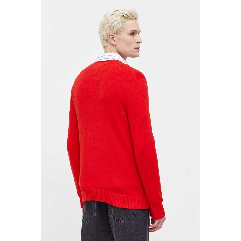 Tommy Jeans maglione in cotone colore rosso