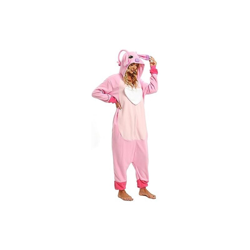 LBJR Costume Adulto Carnevale Animale Pigiama Intero Stitch,L,Pink 
