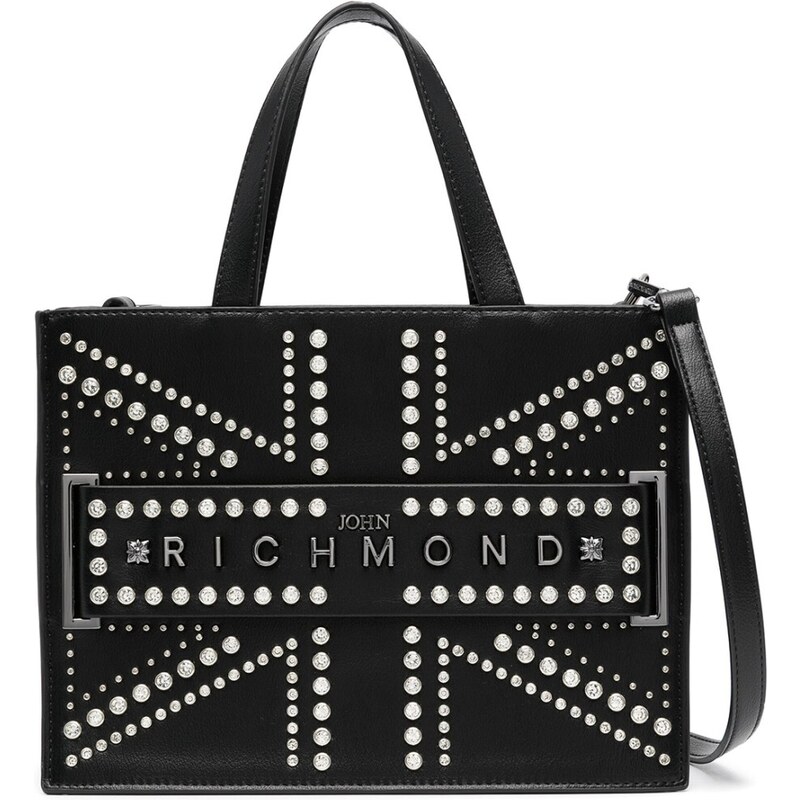 JOHN RICHMOND Borsa tote con borchie e logo Colore Nero