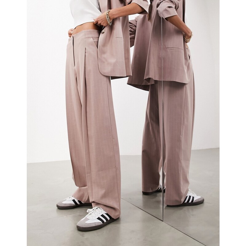 ASOS EDITION - Pantaloni sartoriali rosa polvere gessati
