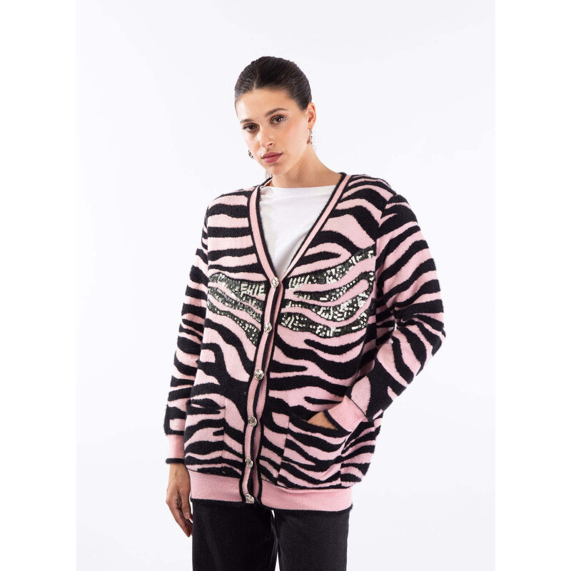 LE VOLIERÉ Cardigan zebrato