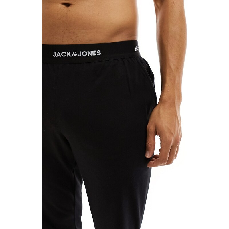 Jack & Jones - Completo da casa nero con pantaloni e T-shirt a maniche lunghe
