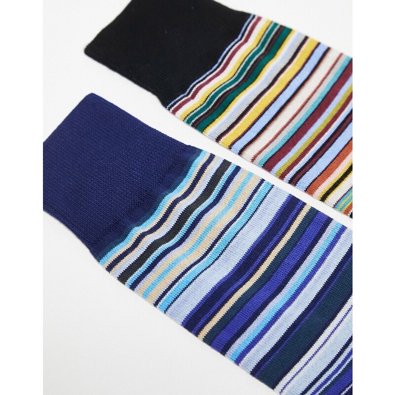 Paul Smith - Confezione da 2 paia di calzini a righe con logo-Multicolore