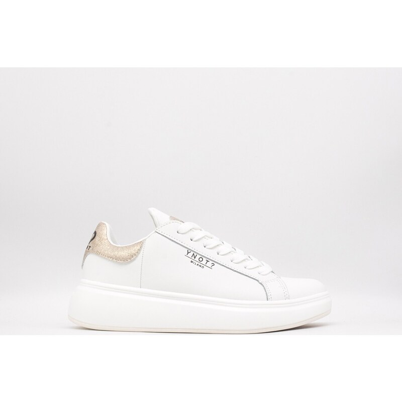 Y-NOT Sneakers donna white gold glitter