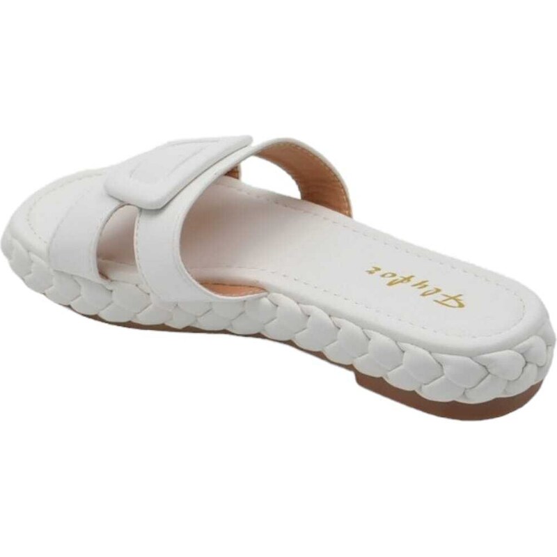 Malu Shoes Ciabatta pantofola donna bianco estiva in gomma morbida treccia impermeabile con fascia larga