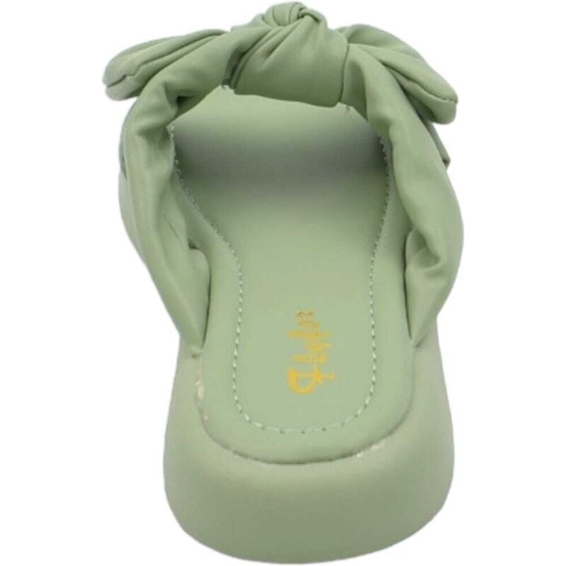 Malu Shoes Ciabatta pantofola donna verde salvia estiva in gomma morbida impermeabile con fiocco