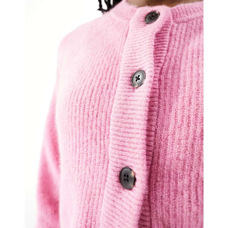 Selected - Cardigan in maglia morbida rosa a maniche lunghe