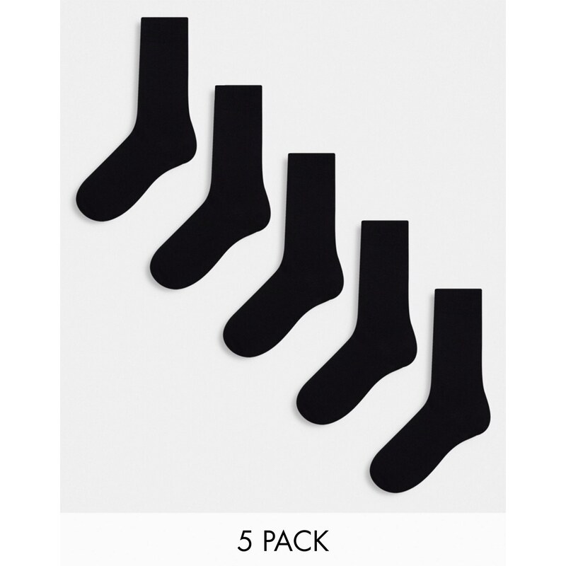 ASOS DESIGN - Confezione da 5 paia di calzini neri-Nero