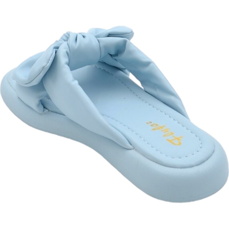 Malu Shoes Ciabatta pantofola donna azzurro celeste estiva in gomma morbida impermeabile con fiocco
