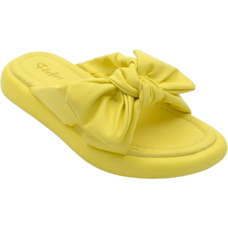 Malu Shoes Ciabatta pantofola donna giallo estiva in gomma morbida impermeabile con fiocco