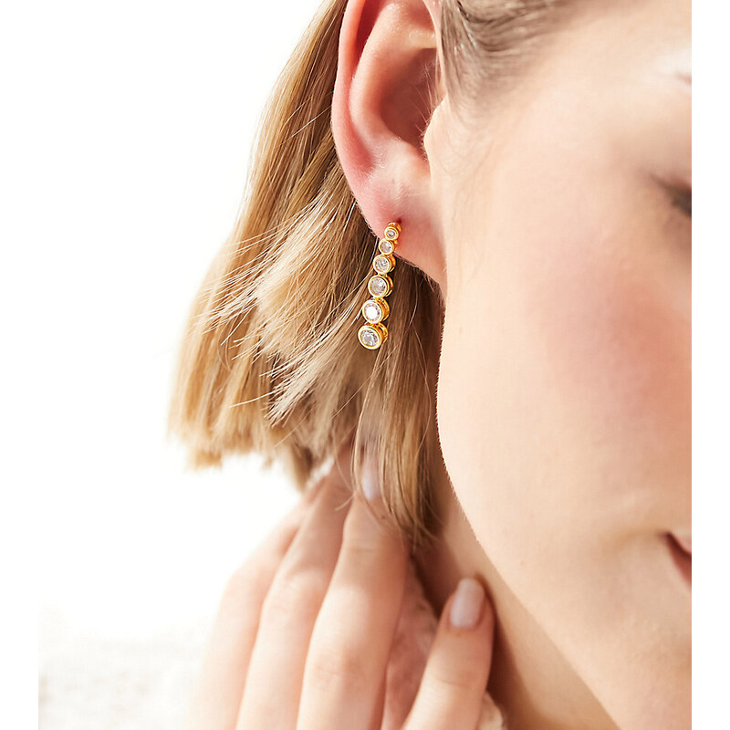 Orelia - Orecchini pendenti placcati oro con cristalli di dimensioni crescenti