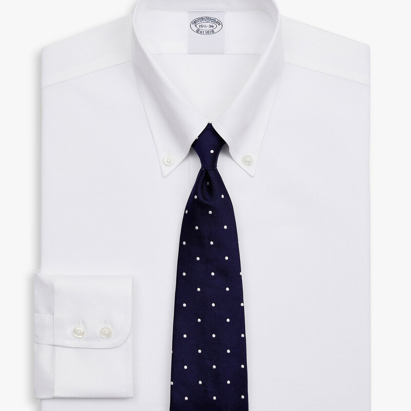 Brooks Brothers Camicia bianca regular fit non-iron in twill di cotone Supima elasticizzato con collo button-down - male Camicie eleganti Bianco 17H