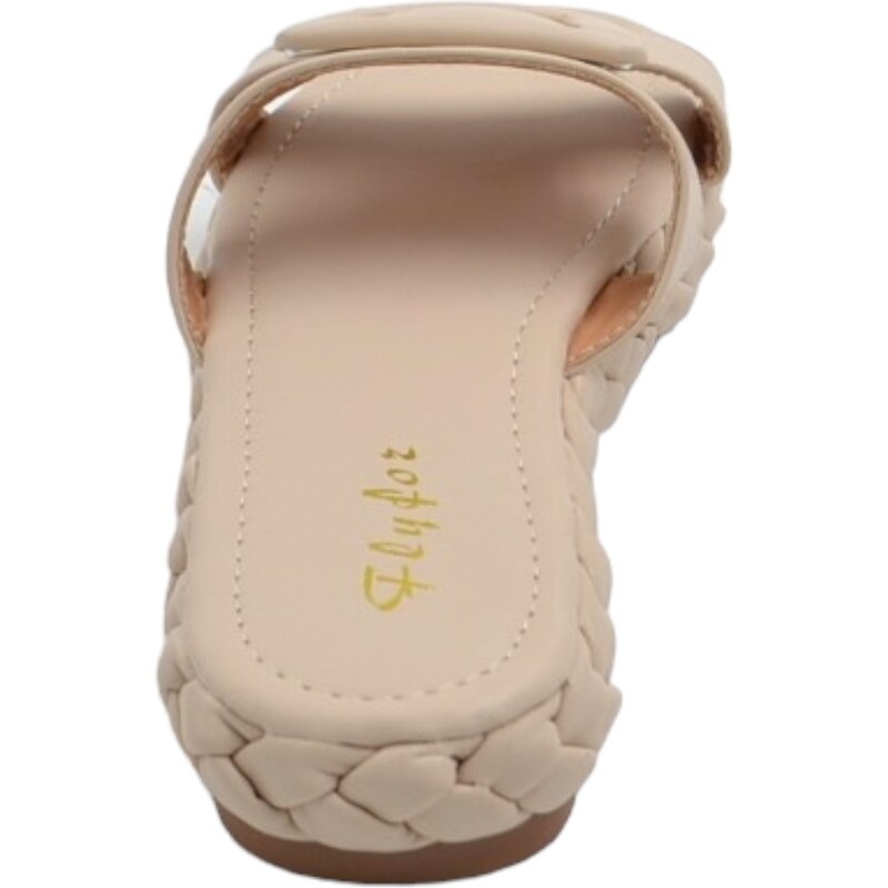 Malu Shoes Ciabatta pantofola donna beige estiva in gomma morbida treccia impermeabile con fascia larga