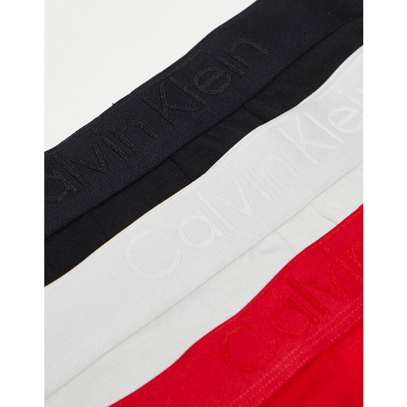 Calvin Klein - CK Black - Confezione da 3 boxer aderenti a vita bassa neri, bianchi e e rossi-Multicolore