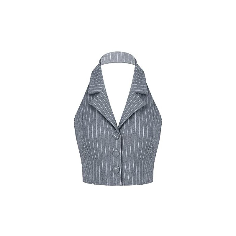 Gilet Scozzese Donna Allegra K - Vintage, Monopetto, Risvolto Dentellato, 100% Poliestere - Foto 5