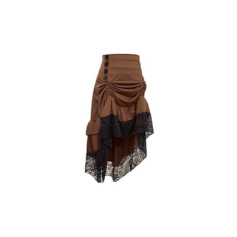 FEOYA Gonna Medievale Rinascimentale Asimmetrica - Stile Pirata, Gotico, Steampunk, Con Pizzo