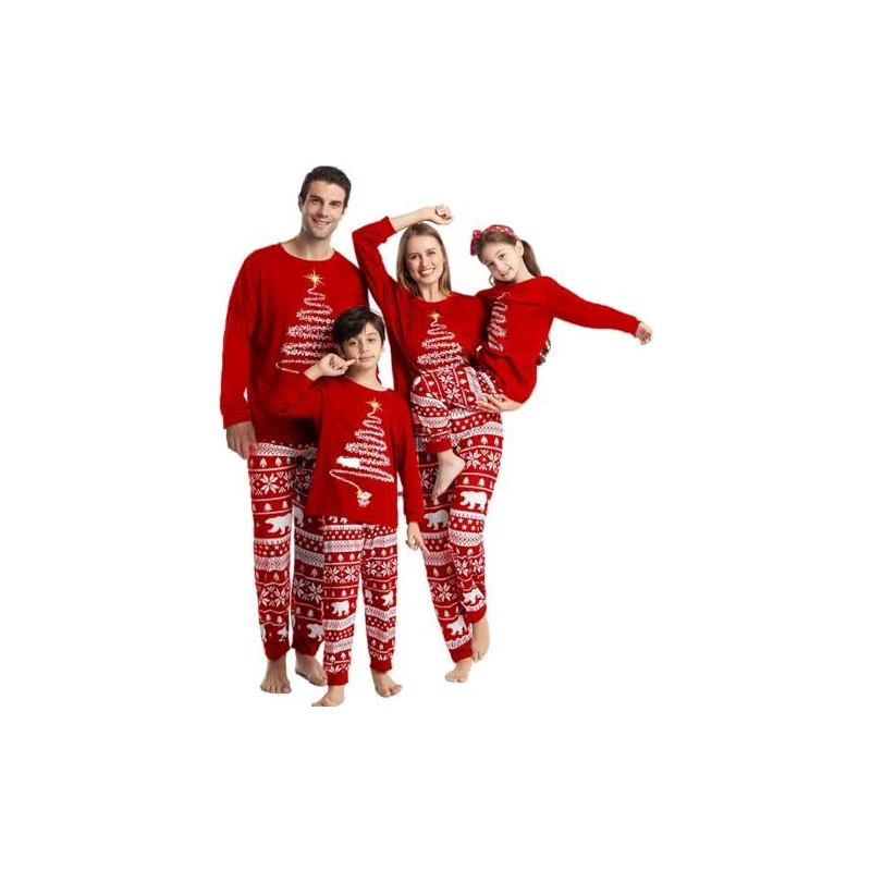Pigiama Natale Famiglia Coordinati - Set Pigiama Invernale Per Donna, Uomo E Bambini - Ideale Per Feste E Foto