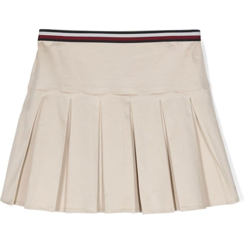Tommy Hilfiger Junior pleated cotton blend twill miniskirt - Toni neutri