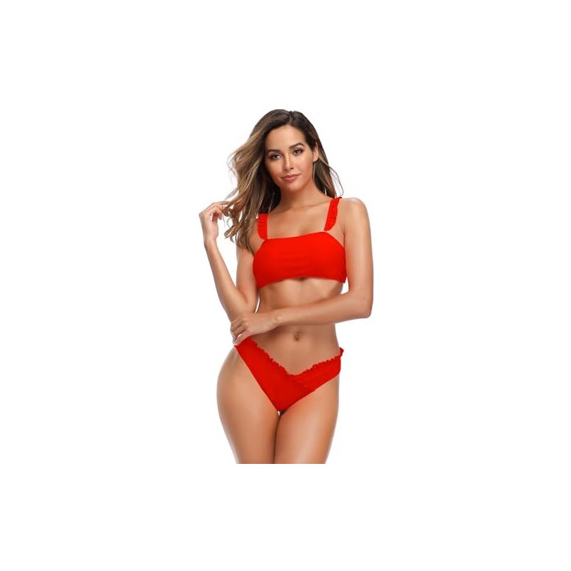 YNIQUE Bikini Due Pezzi Donna Con Balze Push Up - Tankini Floreale Vita Alta, Costume Da Bagno Elegante