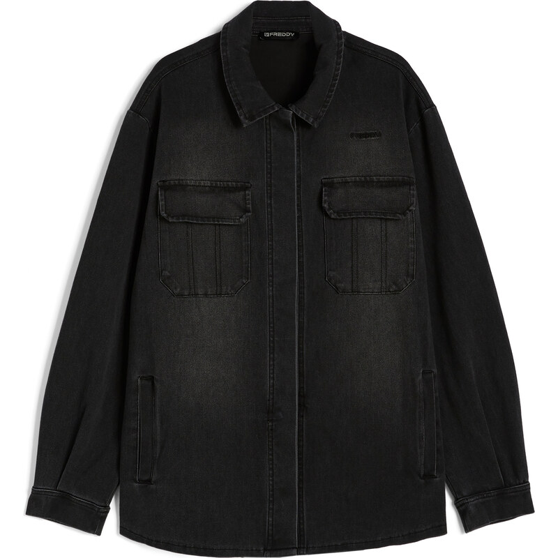 Freddy Camicia donna oversize in denim effetto used con tasche interne