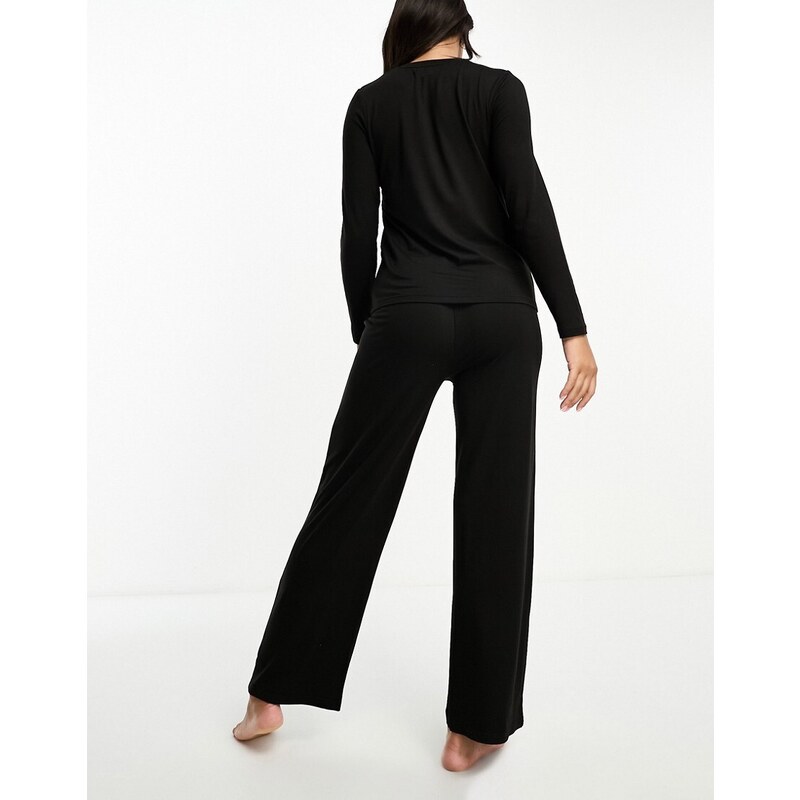Loungeable - Tanning - Completo pigiama lungo nero