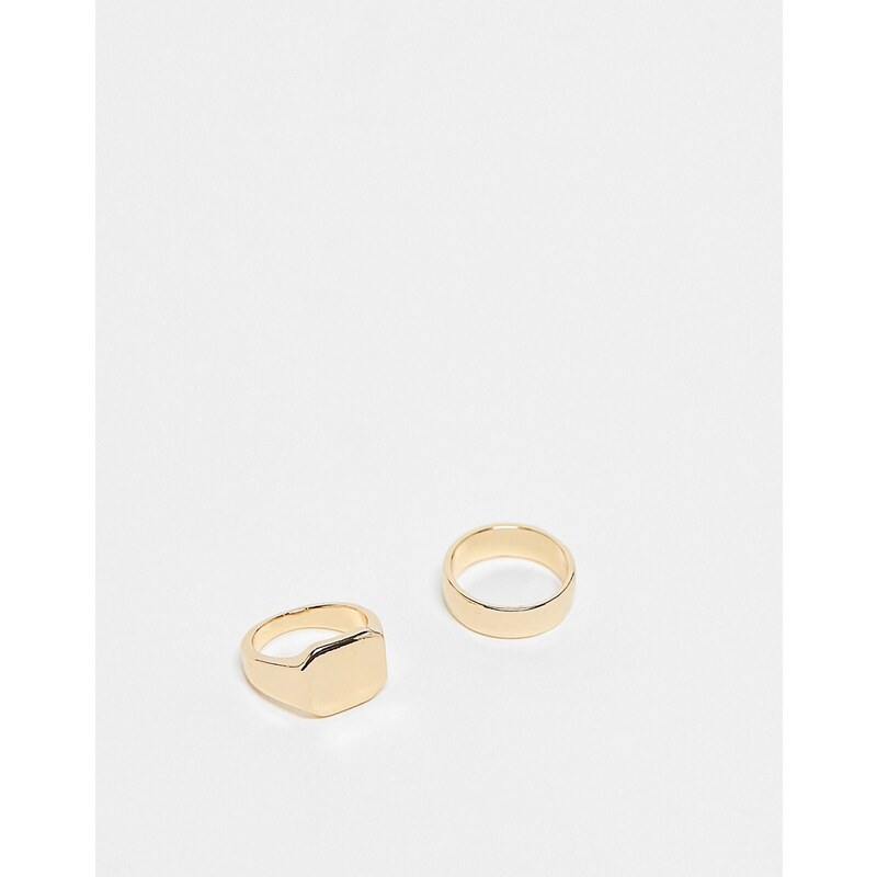 Faded Future - Confezione multipack di anelli dorati a sigillo e a fascia-Oro