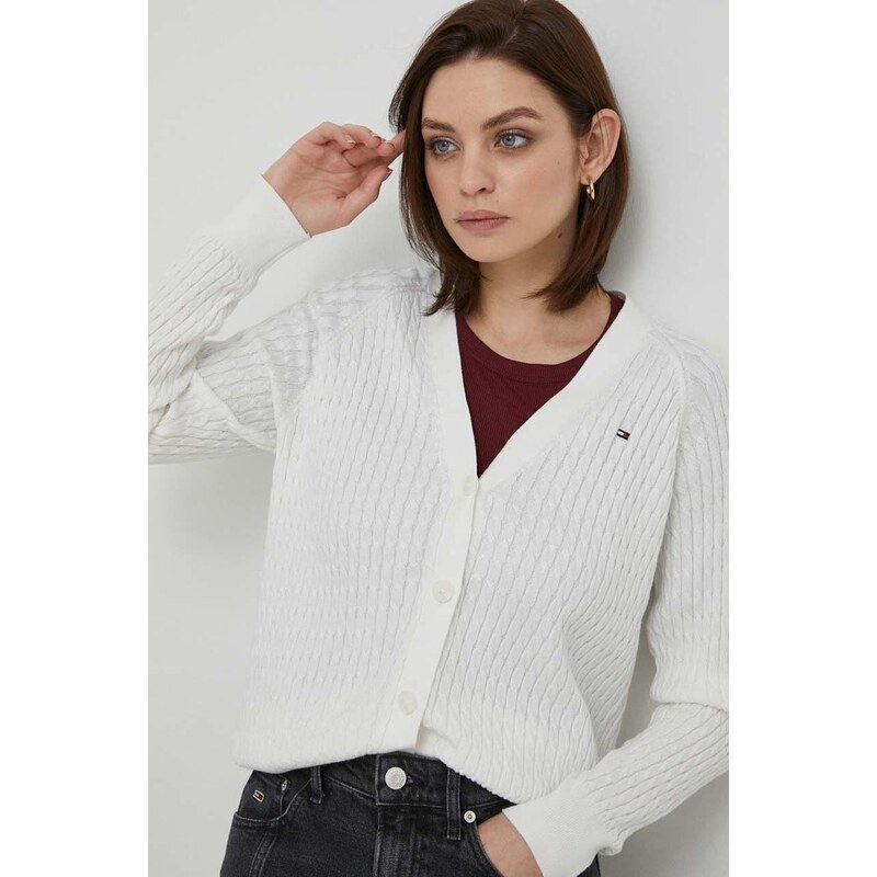 Tommy Hilfiger cardigan in cotone colore bianco