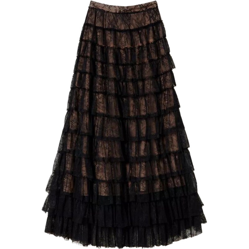 Stradivarius FRILL - Minigonna - black/nero