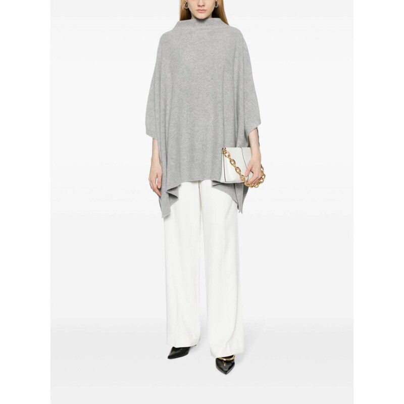 Poncho jacquard con Oval T Donna, Grigio | Milano